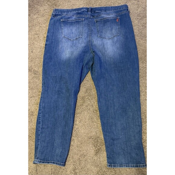 Molly & Isadora Jeans Womens Plus Size 22 Blue Distressed Denim Stretch Destroy - Picture 11 of 11